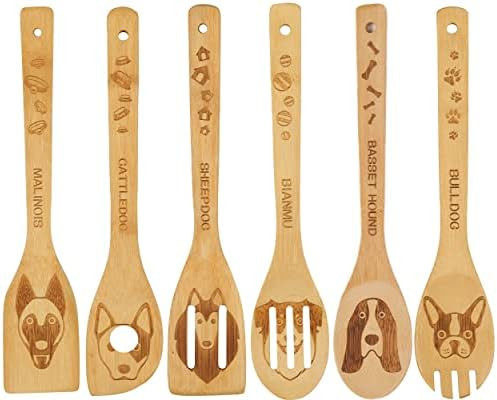 6PCS Funny Dog Figures Burned Wooden Spoons Cooking & Serving Utensiles Set-Natural Bamboo Spoon ... | Amazon (US)