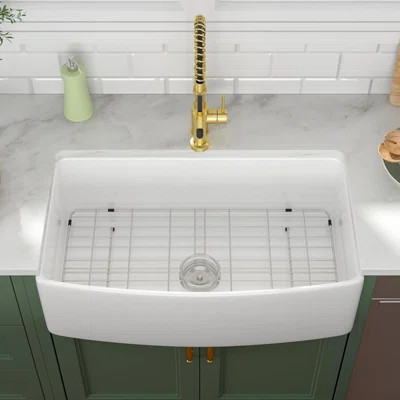 Lofeyo 30"x19"x10" Farmhouse Sink - Multifunctional Apron Front Fireclay Kitchen Sink, White Ceramic Porcelain Fireclay, Reversible Single Bowl, Farm | Wayfair North America