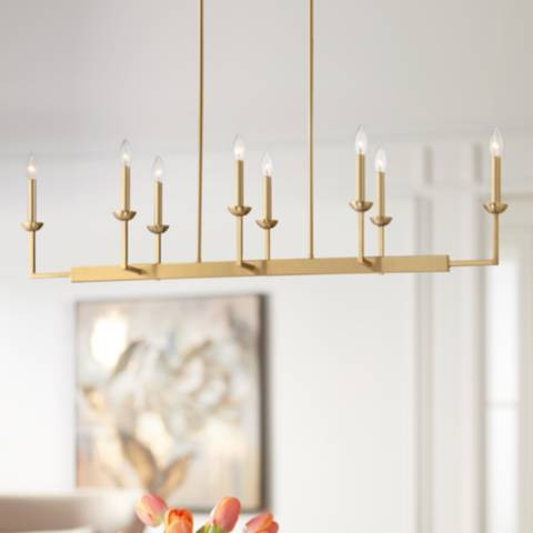 Possini Euro Kime 50" Gold 8-Light Modern Trestle Linear Chandelier - #270Y1 | Lamps Plus | Lamps Plus