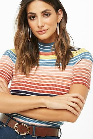Striped Mock Neck Top | Forever 21 (US)