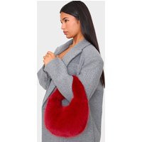 Burgundy Faux Fur Curved Handbag | PrettyLittleThing US