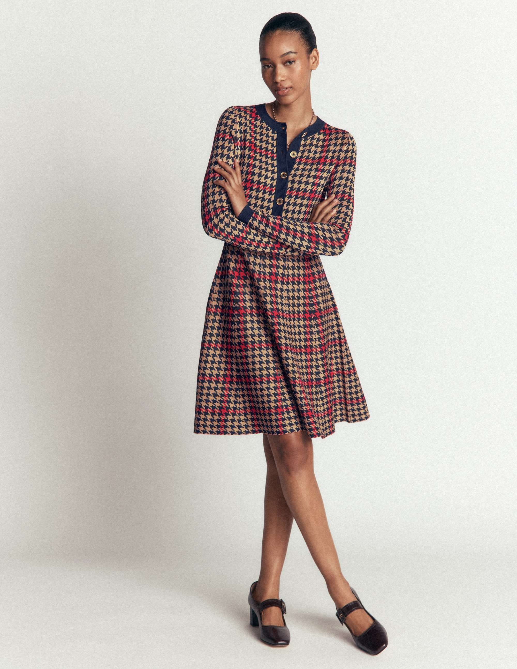 Boden Women's Crew Neck Jacquard Dress in Blue | Size 16/18 | Boden (US)