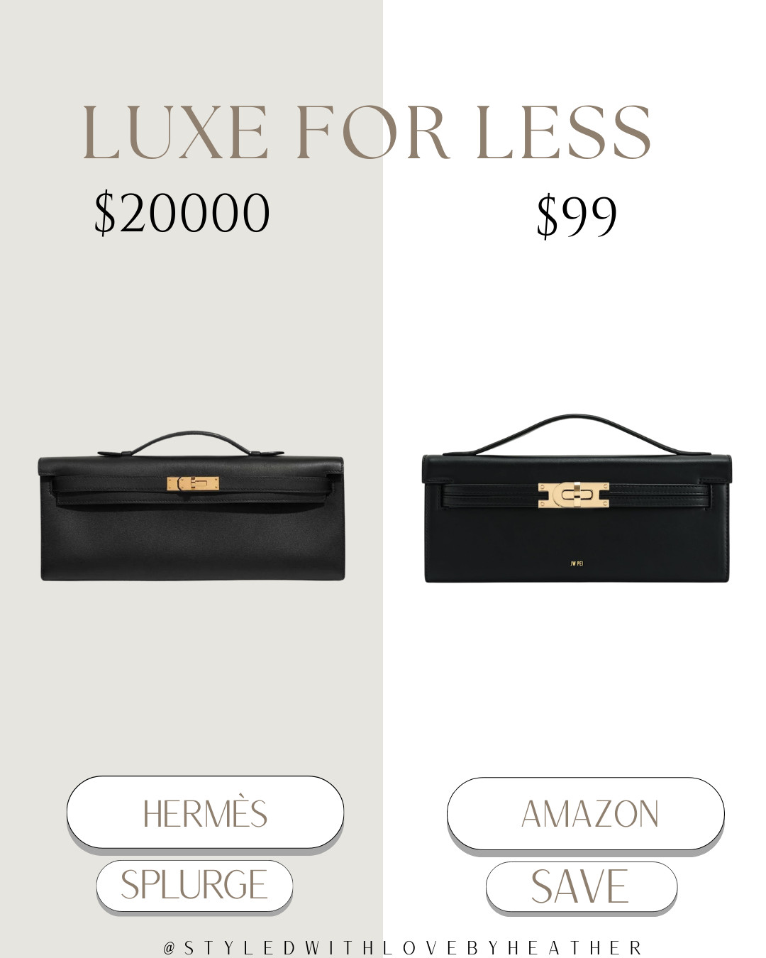 ✨ Luxe for Less: Hermès Inspired Clutch ✨

Love the timeless Hermès Kelly clutch style but not the $20k price tag? This Amazon version delivers the same sleek top-handle silhouette and polished gold hardware — elegant, minimal, and instantly elevates any outfit.

Perfect for dinners, events, and dressy nights out.
Shop the splurge vs save on my LTK 🤍  

 #LTKootd #LTKstorytime #LTKvlog