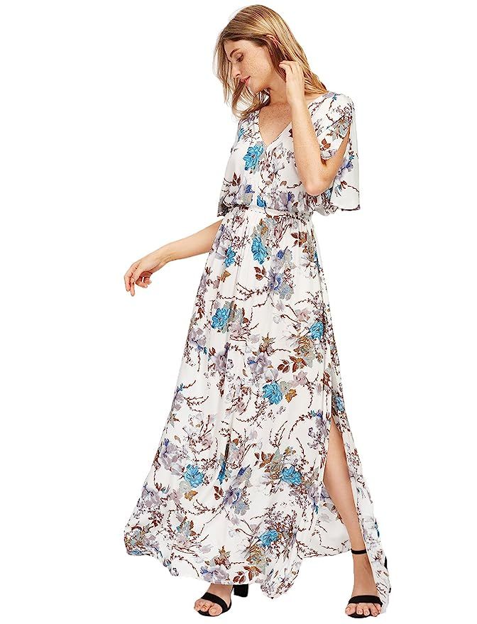 Milumia Women's Boho Split Tie-Waist Vintage Print Maxi Dress | Amazon (US)