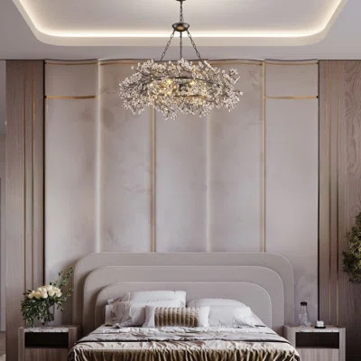 39.4" Light Luxury K9 Real Crystal Round Tree Branch Chandelier – Matte Black Finish | Wayfair North America