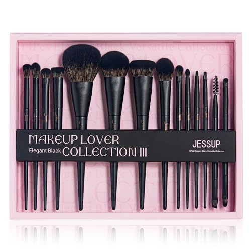 Jessup Makeup Brushes Set Jessup Make up Brushes 14Pcs Black Kabuki Foundation Eyeshadow Contour Concealer Powder Eyeliner Crease Eyebrow Blending Brush with Gift Box, T336-G | Amazon (US)
