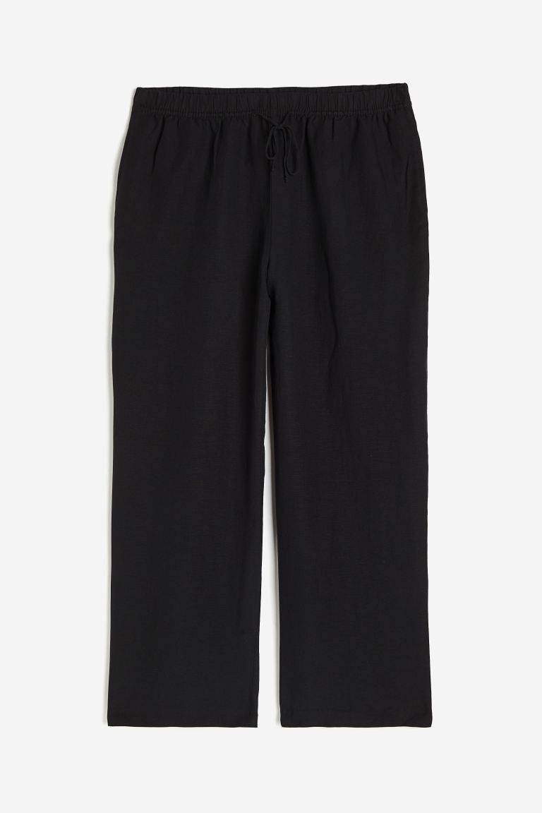 Linen-blend Pull-on Pants - Light beige - Ladies | H&M US | H&M (US + CA)