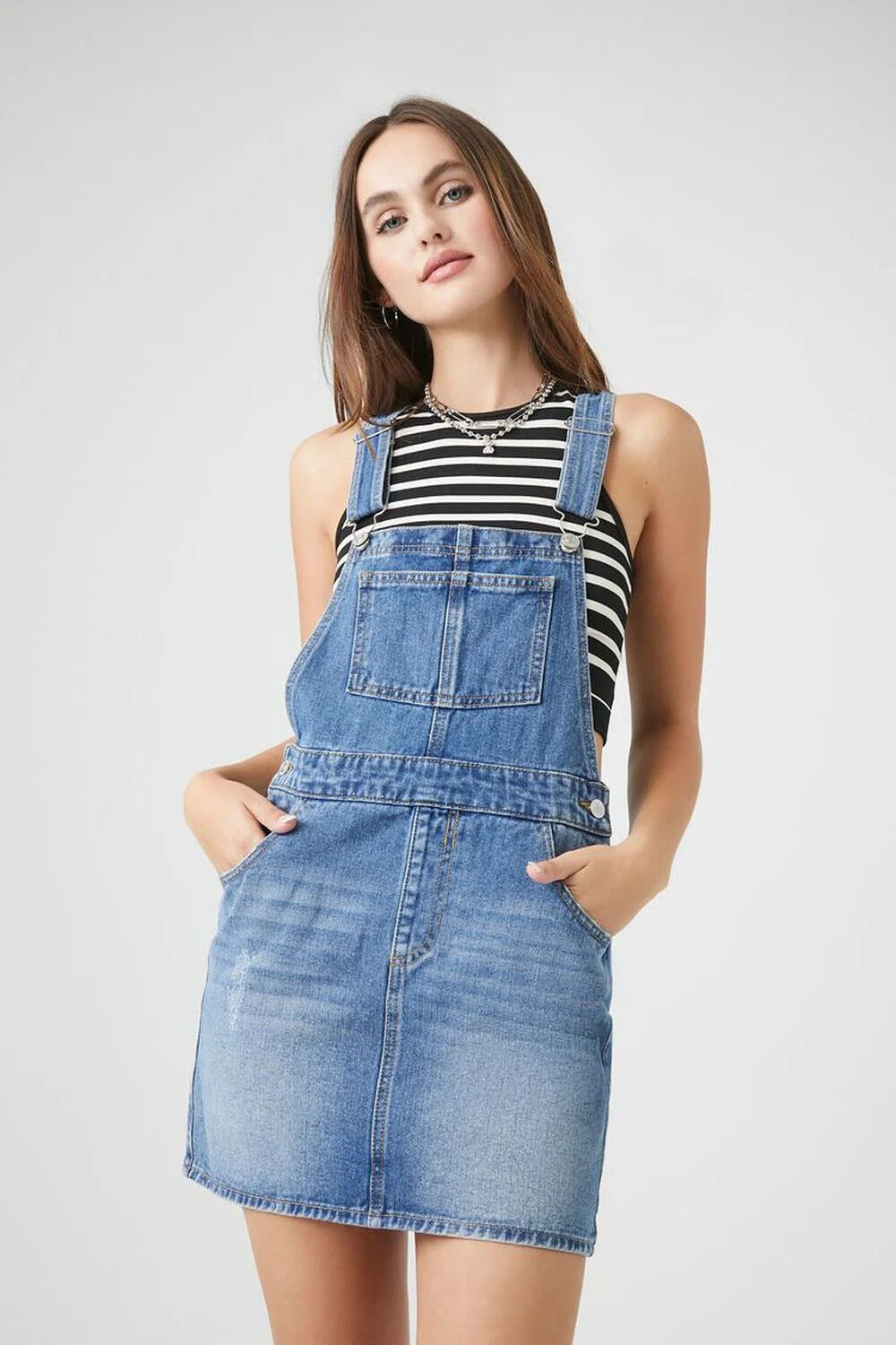 Denim Overall Mini Dress | Forever 21 (US)