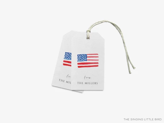American Flag Gift Tags | Patriotic Tag | Fourth of July Tag | Watercolor Hand Painted Tag | USA ... | Etsy (US)