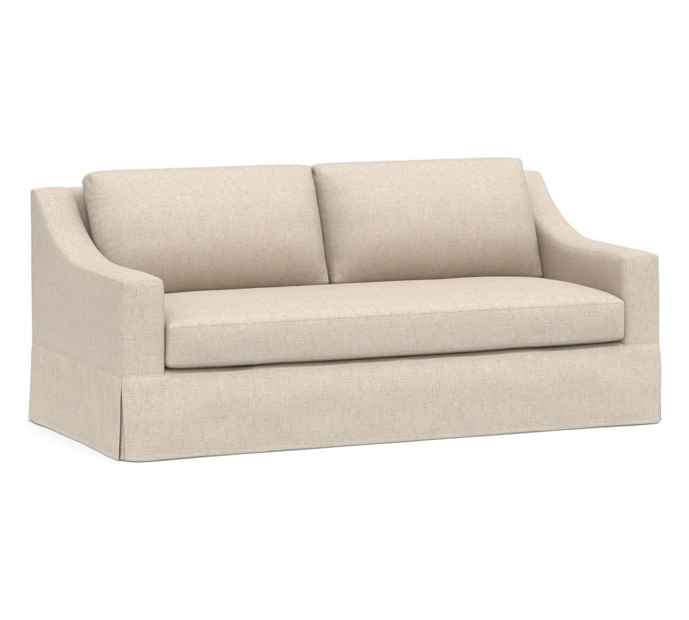 York Slope Arm Slipcovered Sofa 80.5" with Bench Cushion, Down Blend Wrapped Cushions, Twill Whit... | Pottery Barn (US)