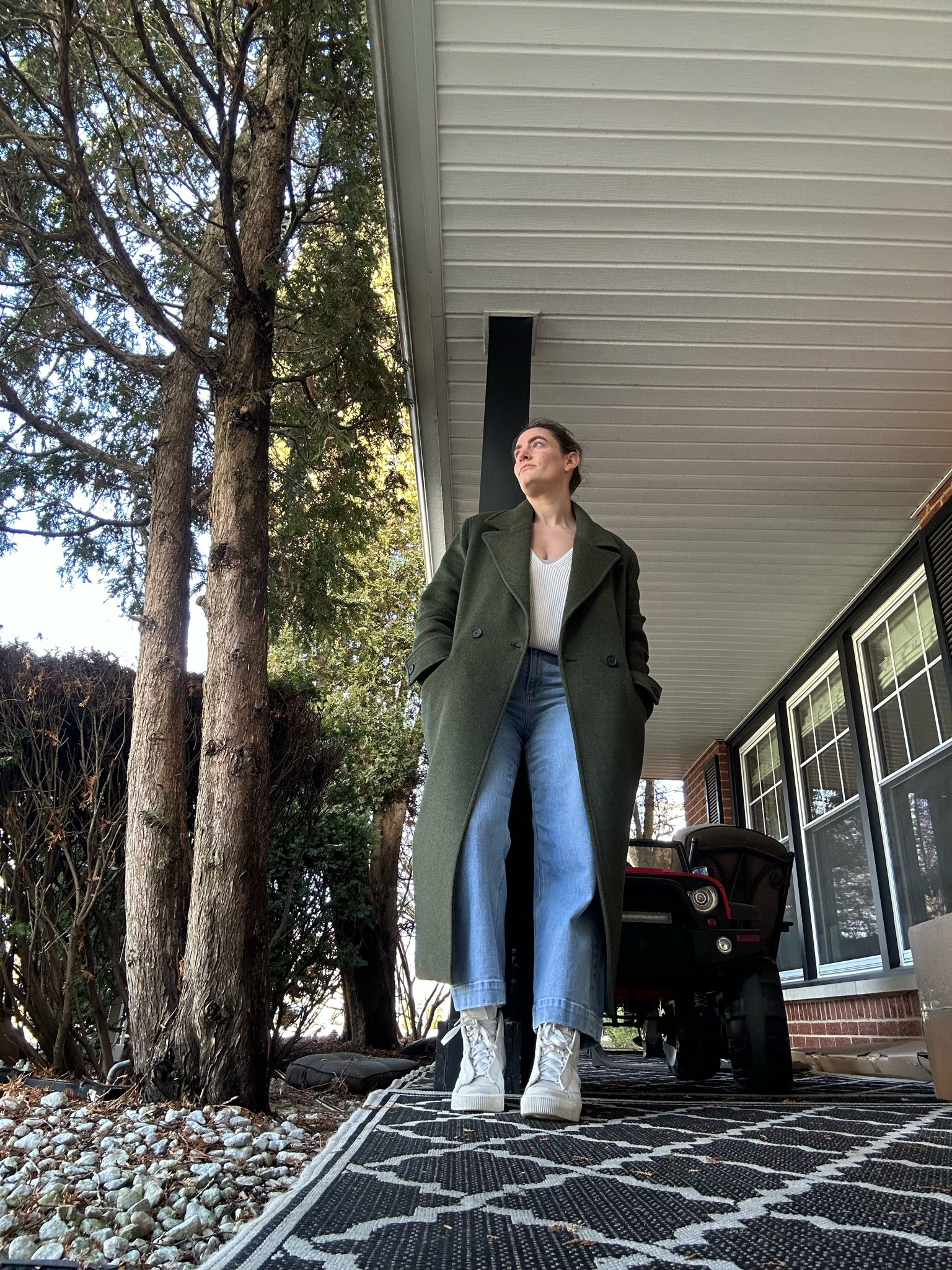 Staying warm, looking cool. Midwest spring is a battle of old man winter and lady spring (we know who ultimately wins 😉). One way I manage the crisp (not cold) temps is with a long wool coat. Open when it’s warmer, clipped up when it’s not. 

Here, I’ve worn my All Saints wool coat with an ivory Free People sweater, cropped light denim by Paige, and my trusty Nike leather hi tops. 

#LTKshoecrush #LTKstyletip #LTKSeasonal