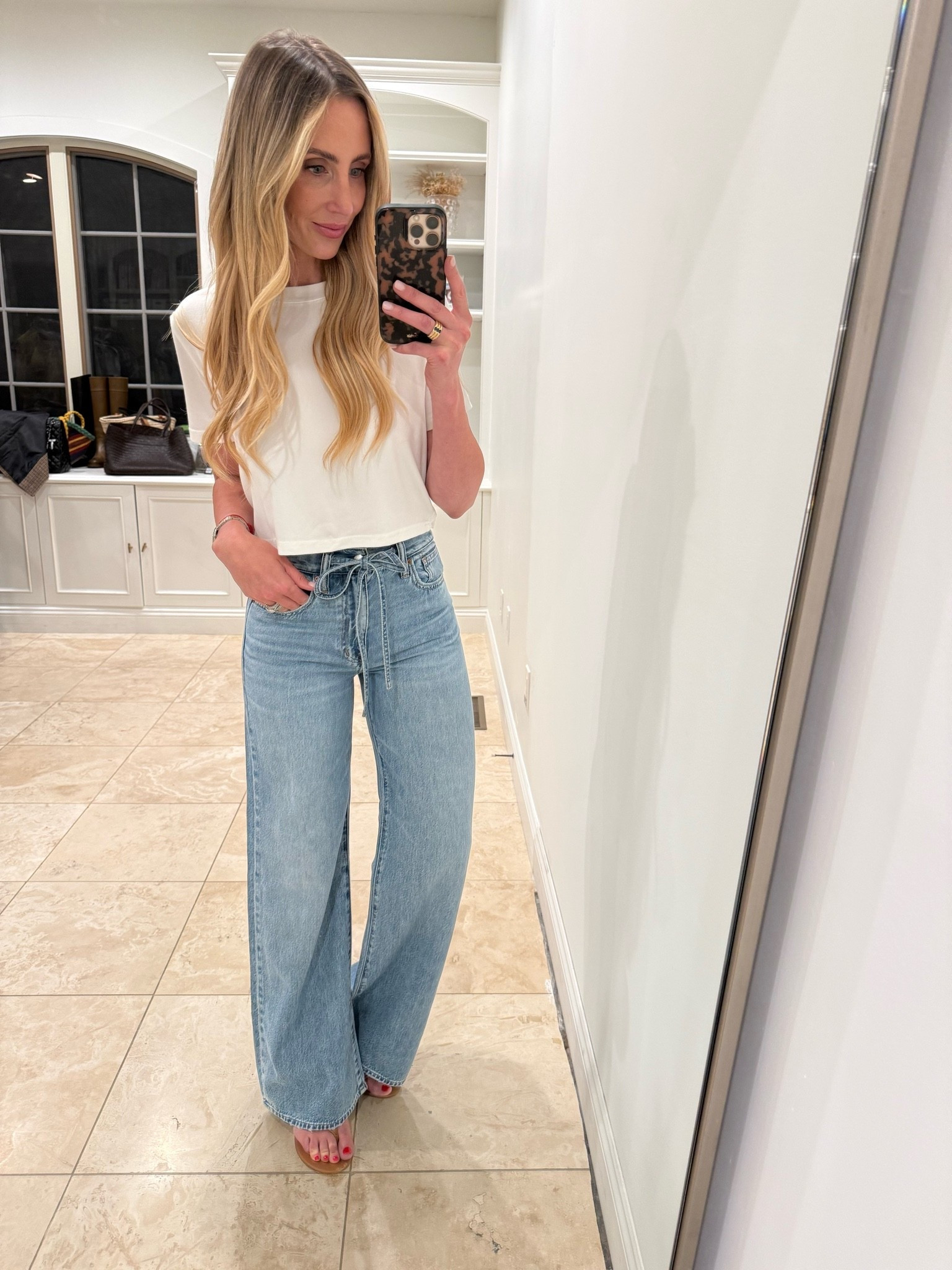 These jeans are the cutest casual wide leg, tie waist jeans. Get your normal size. We love stocking up on Jeans during the sale and you will wear these constantly.

#LTKmomlife #LTKSaleAlert