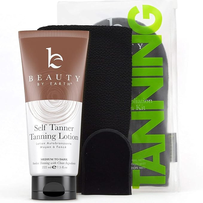 Self Tanner Tanning Lotion & Self Tanning Mitt - Medium to Dark Self Tan Sunless Tanner for a Nat... | Amazon (US)