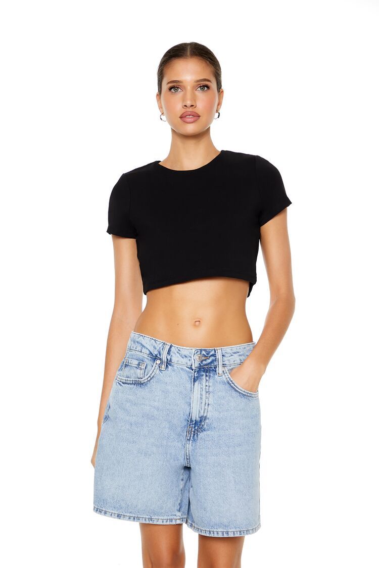 Cropped Cotton-Blend Tee | Forever 21