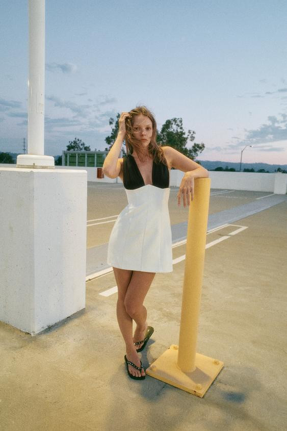 DOUBLE-FABRIC MINI DRESS | Zara UK