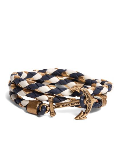 Kiel James Patrick Navy Leather Wrap Bracelet | Brooks Brothers