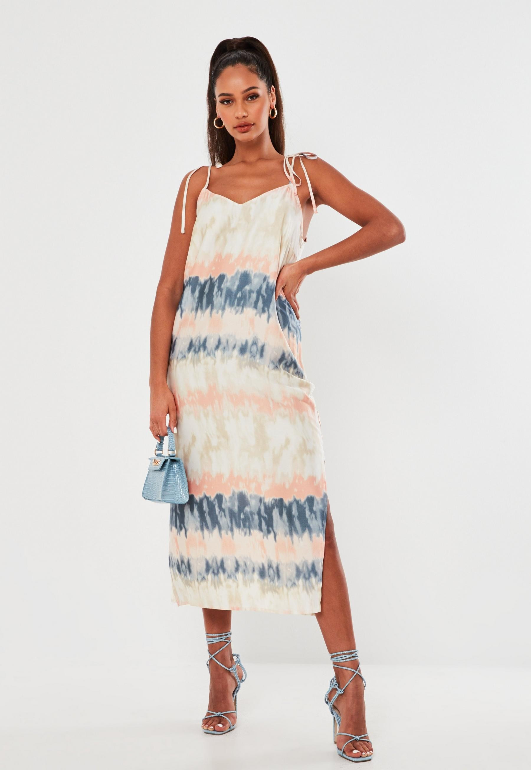 Pink Tie Dye Satin Midi Dress | Missguided (US & CA)