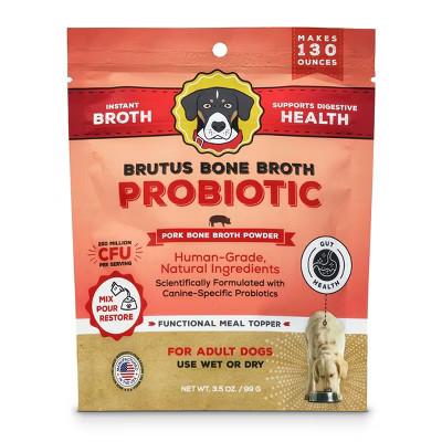 Brutus Bone Broth Probiotic Pork Flavor Bone Broth Dog Vitamins and Supplements - 3.5oz | Target