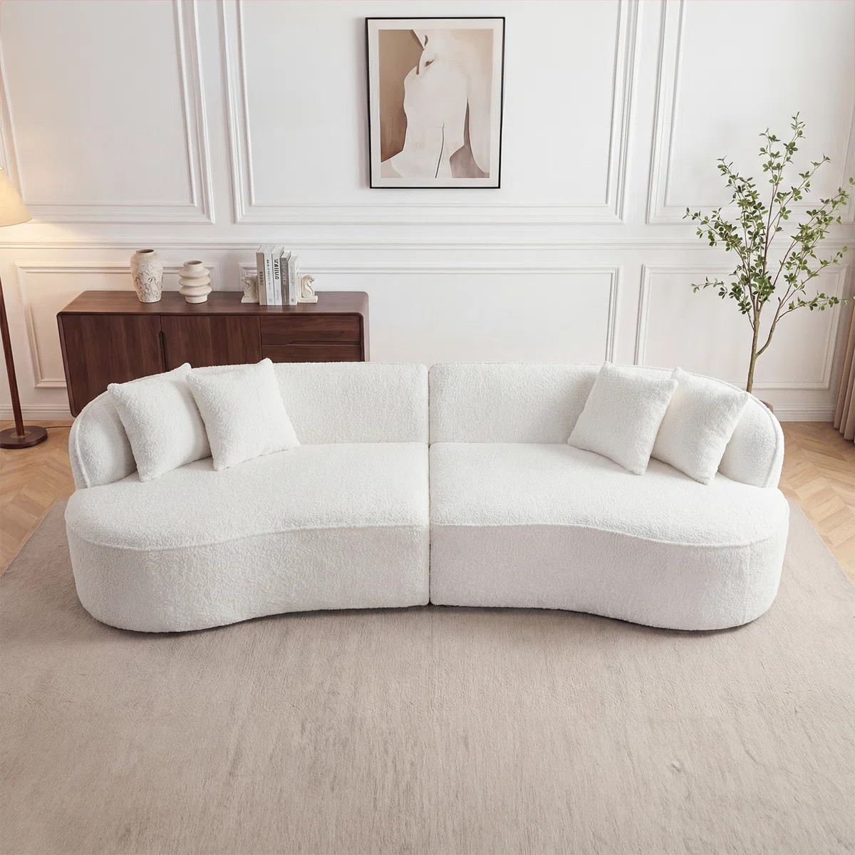 114''W Compressed Oversized Sectional Curved Sofa,Modern Luxury Chenille Fabric 4-Seater Sofa Wit... | Wayfair North America