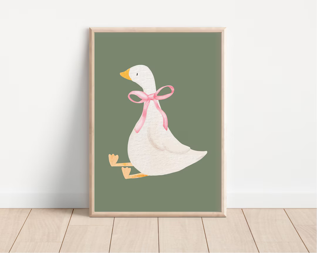 Cute Goose Wall Art, Silly Goose Wall Art, Nursery Room Decor, Playroom Wall Decor, Coquette Room... | Etsy (US)