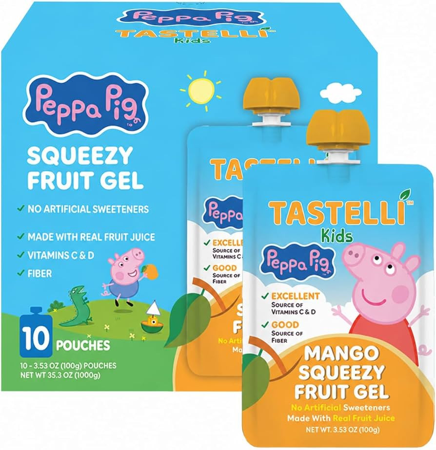 Tastelli Peppa Pig Kids Squeezy Fruit Gel \u2013 Mango Flavor \u2013 No Artificial Sweeteners or ... | Amazon (US)