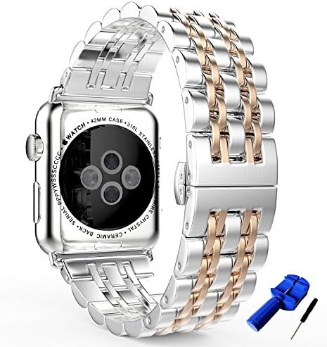 HUANLONG Compatible with Apple Watch Band, Solid Stainless Steel Metal Replacement Watchband Brac... | Amazon (US)