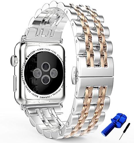 HUANLONG Compatible with Apple Watch Band, Solid Stainless Steel Metal Replacement Watchband Brac... | Amazon (US)