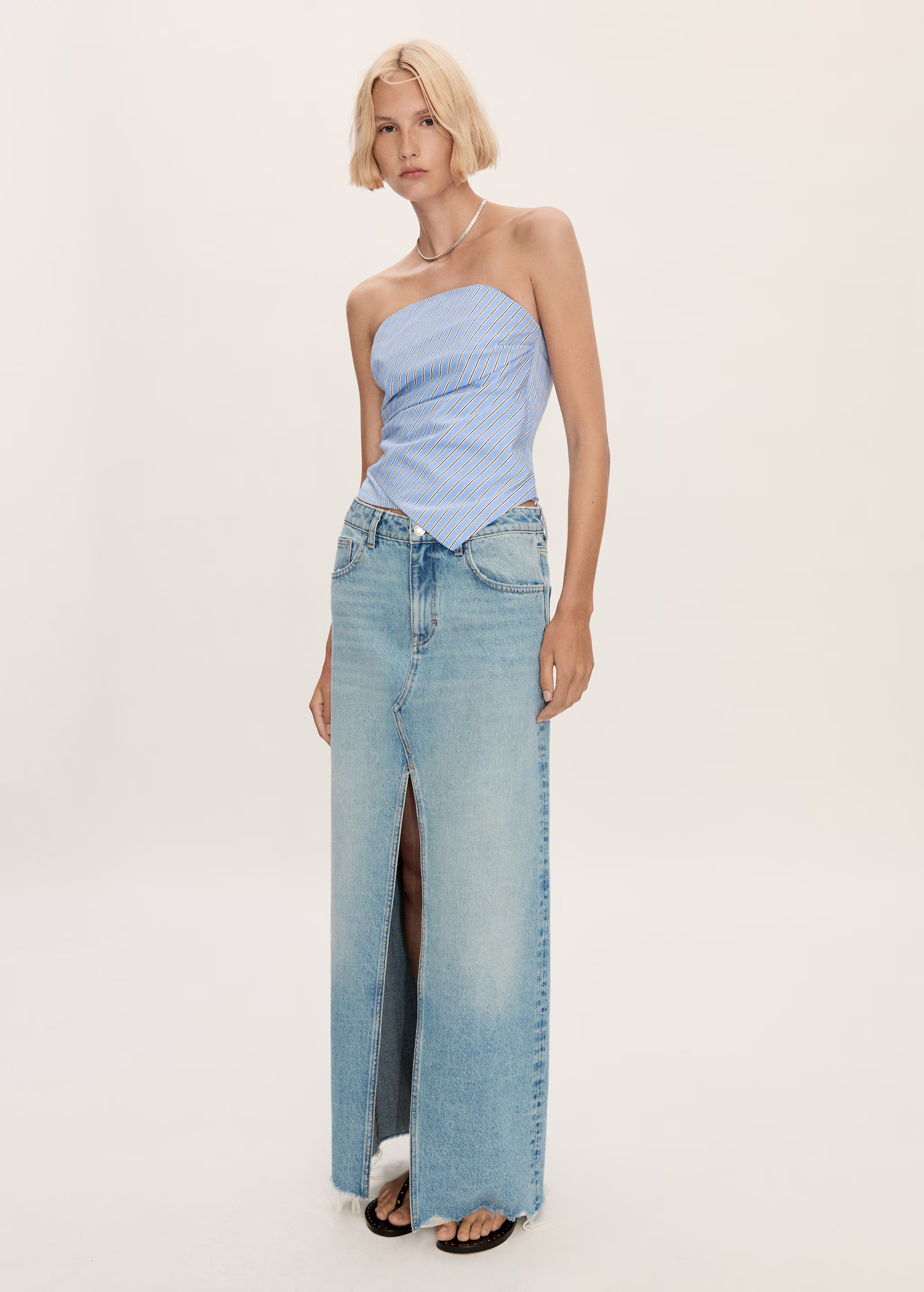 Denim skirt with frayed hem - Women | MANGO USA | Mango (US/MX/AU)