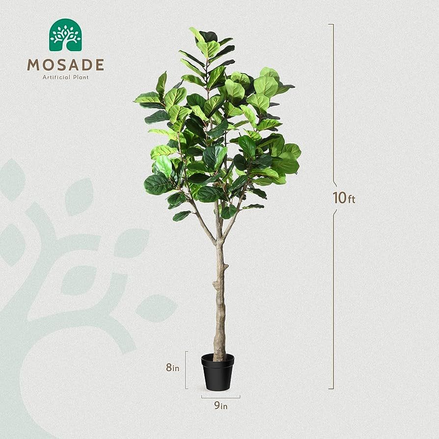 MOSADE Artificial Fiddle Leaf Fig Tree 10 Feet Ficus Lyrata Plant and Handmade Seagrass Basket, P... | Amazon (US)