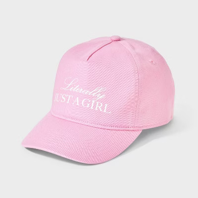 Girls' 'Literally Just a Girl' Baseball Hat - Pink | Target