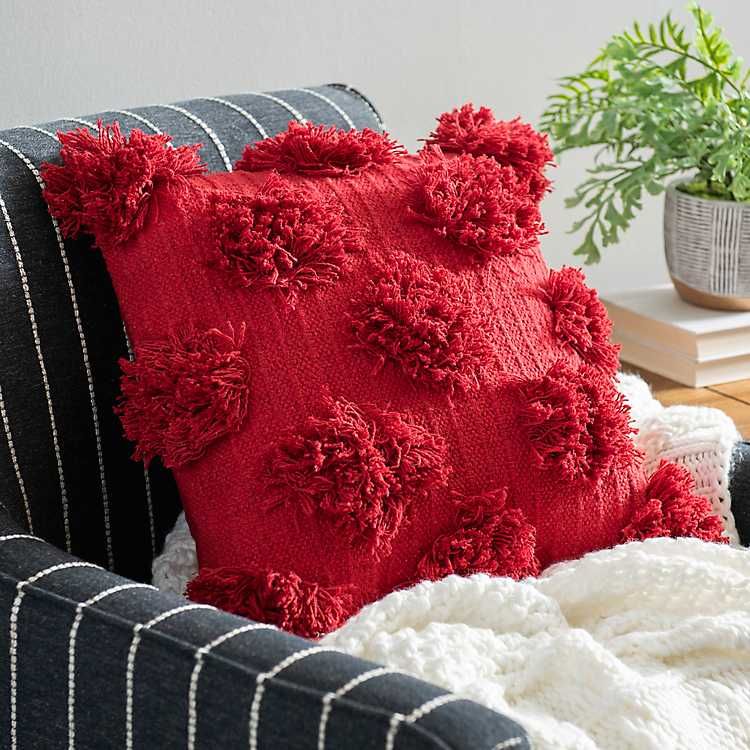 Red Dot Shaggy Textured Pillow | Kirkland's Home