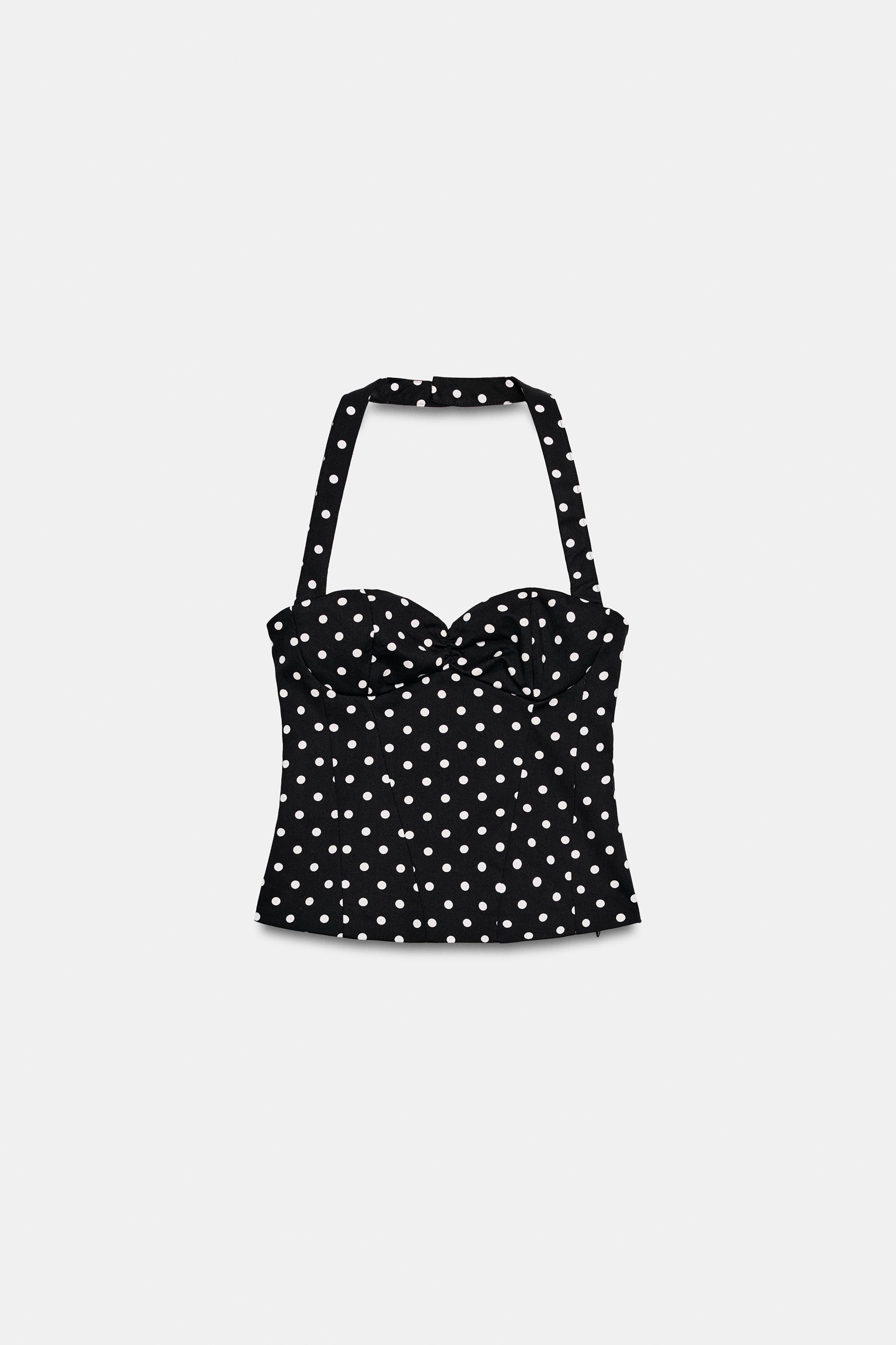 POLKA DOT ROUND NECK HALTER TOP | Zara US