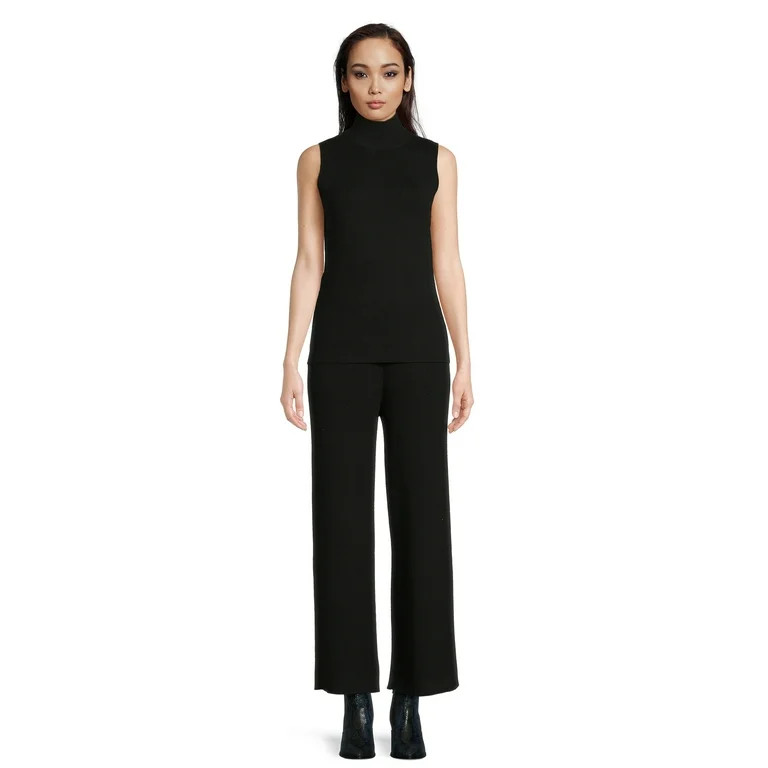 Time and Tru Women's Mock Neck Top and Wide Leg Pants Set, 2-Piece, Sizes XS-3XL - Walmart.com | Walmart (US)