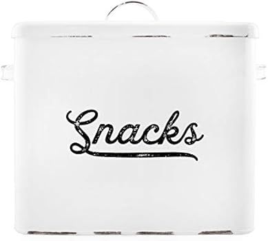 AuldHome Rustic Snack Bin, White Enamelware Snack Container Perfect for Single Serving Snacks | Amazon (US)