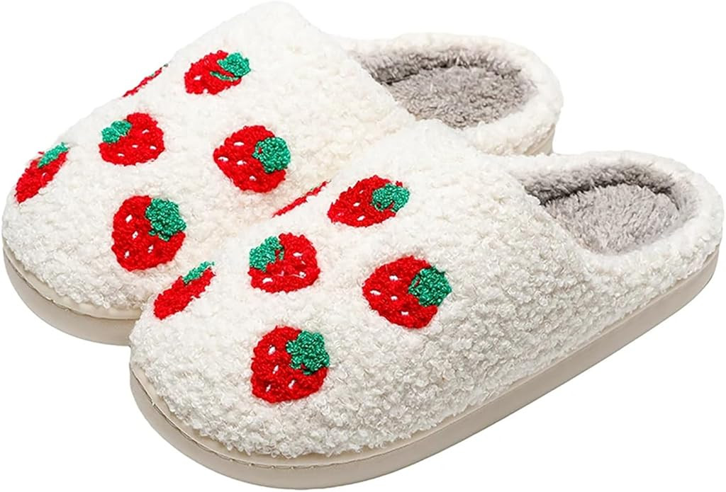 Women's Men's Cute Fuzzy Heart Slippers Memory Foam Fluffy Couple Slippers Cozy House Slippers In... | Amazon (US)