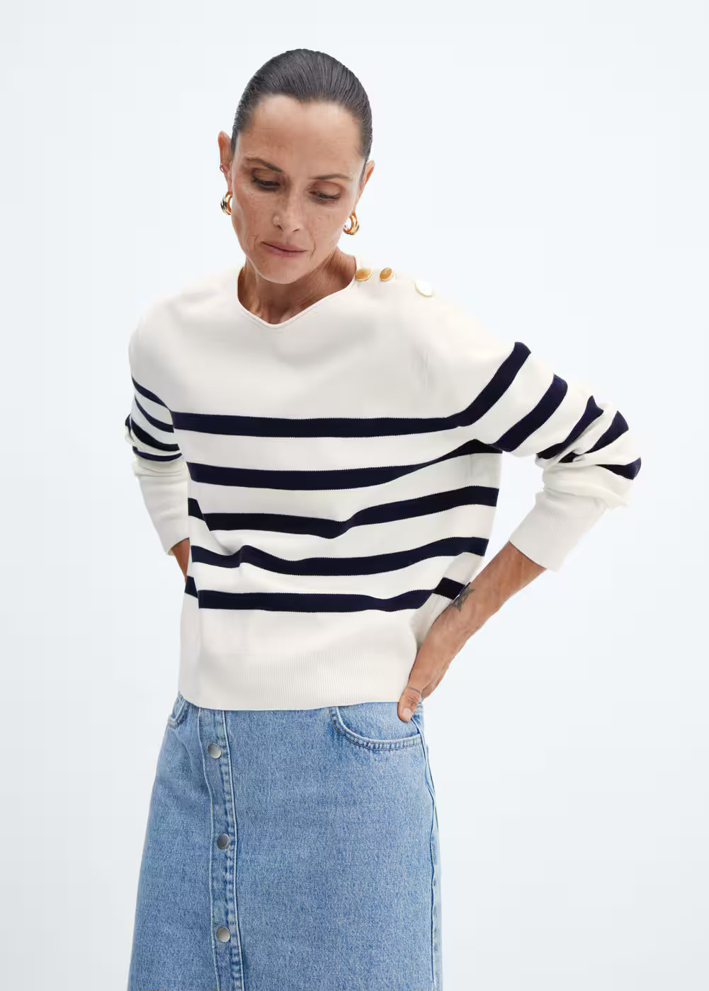 Shoulder buttons sweater -  Women | Mango USA | MANGO (US)