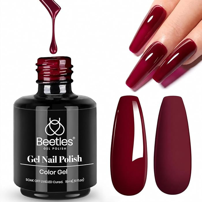 Beetles Burgundy Gel Nail Polish, Oxblood Red, 15ML Dark Red Gel Polish | Amazon (US)