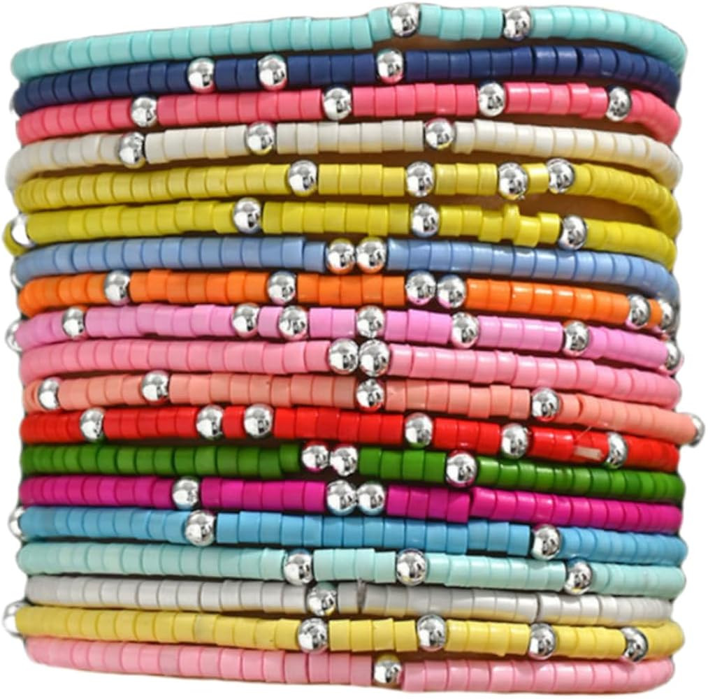 Cute Handmade Colorful Tiny Seed Beads Stackable Bracelets Set Bohemian Gold Beaded Elastic Multi... | Amazon (US)