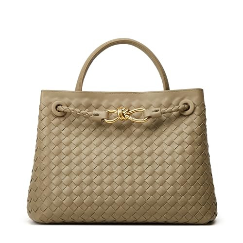 Woven Bag for Women Crossbody Handbag: Vegan Leather Small Tote Purse Trendy Shoulder Handbag Bow... | Amazon (US)