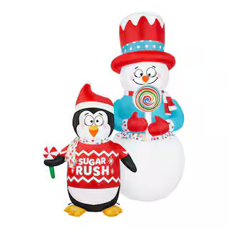 6 ft Animated LED Shivering Snowman and Penguin | The Home Depot