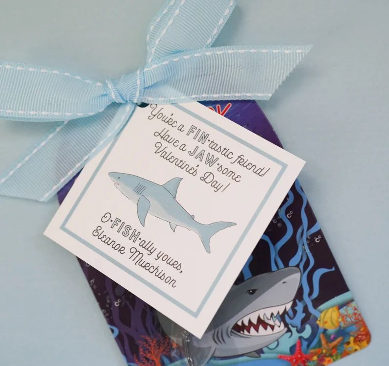 Digital Shark PERSONALIZED Valentine's Tags PRINTABLE PDF - Etsy | Etsy (US)