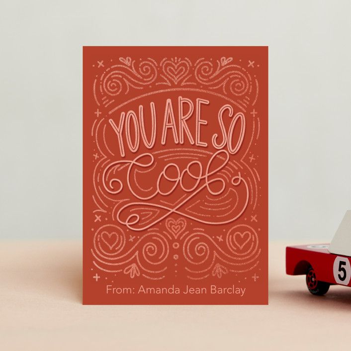 "You are so cool" - Customizable Classroom Valentine's Day Cards in Red by Tessa Kate Rushton. | Minted