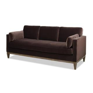 Knox 84 in. Deep Brown Performance Velvet Modern Farmhouse Sofa | The Home Depot