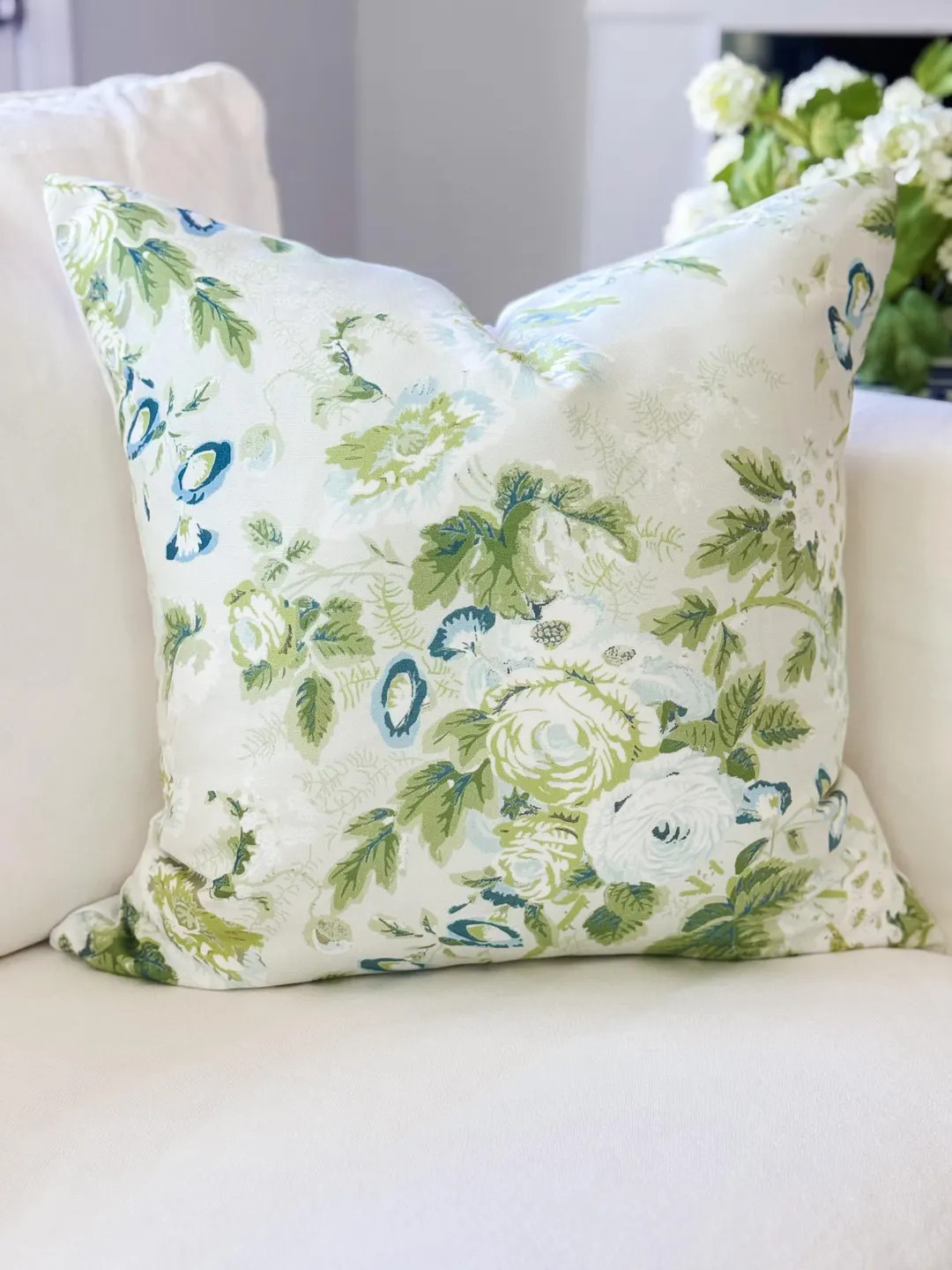 Whitney English Chintz Floral Sage Pillow Cover - Grandmillenial Decor - Etsy | Etsy (Global)