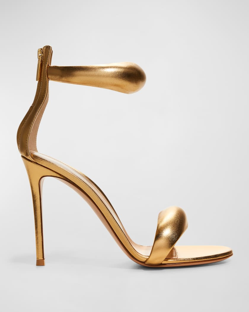 Gianvito Rossi Metallic Napa Ankle-Cuff Stiletto Sandals | Neiman Marcus