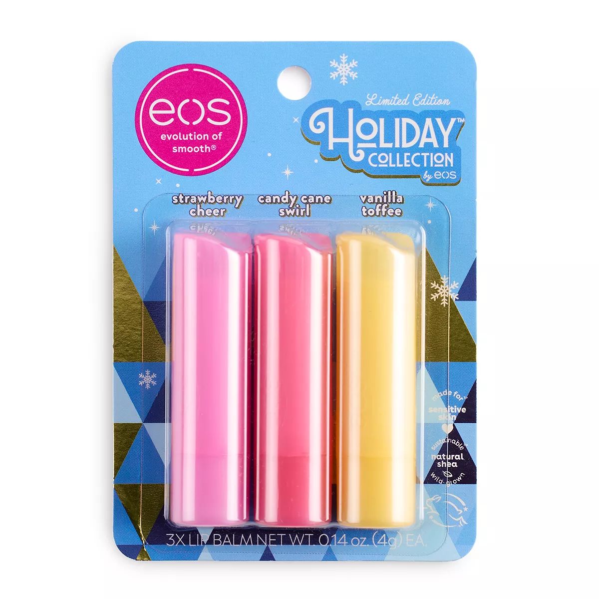 eos Limited Edition Holiday Collection- Strawberry Cheer + Candy Cane Swirl + Vanilla Toffee 3-Pa... | Kohl's