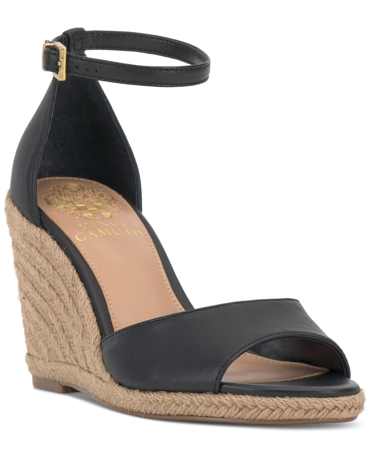 Vince Camuto Felyn Two-Piece Espadrille Wedge Sandals - Black | Macy's