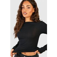 Womens Slash Neck Long Sleeve Top - Black - M | boohoo (US & Canada)
