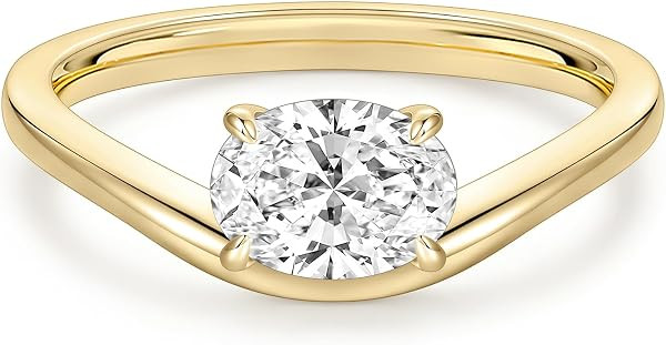 EAMTI 1.5CT 925 Sterling Silver Engagement Rings for Women Oval Cut CZ Bands Solitaire Cubic Zirc... | Amazon (US)