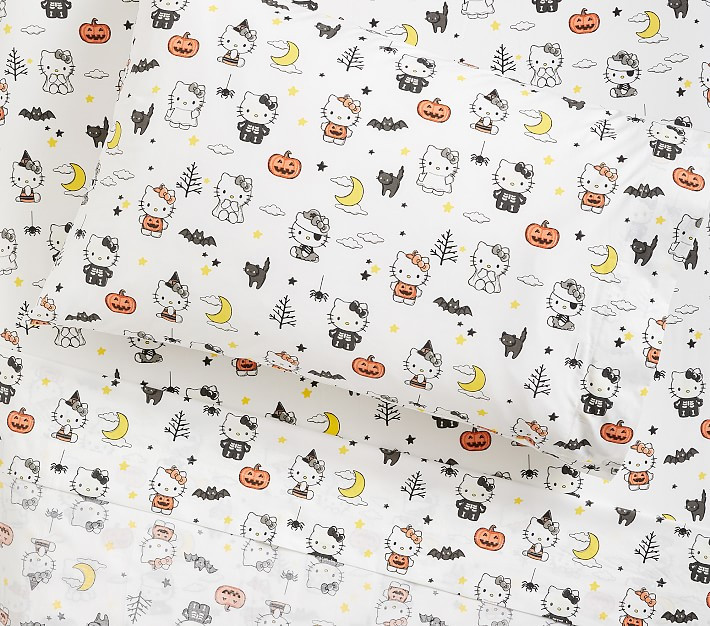 Hello Kitty® Halloween Glow-in-the-Dark Sheet Set & Pillowcases | Pottery Barn Kids